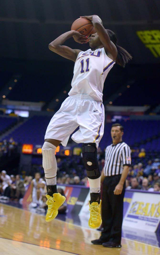 LSU sophomore guard, Raigyne Moncrief (11), scores a point in the PMAC where LSU beat Jackson State 52-44 on Monday, November 17, 2014.