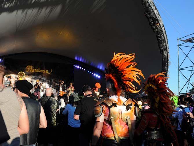 Festival goers watch at Flambeau stage at VooDoo Music Festival Friday, October 31, 2014 in New Orleans.