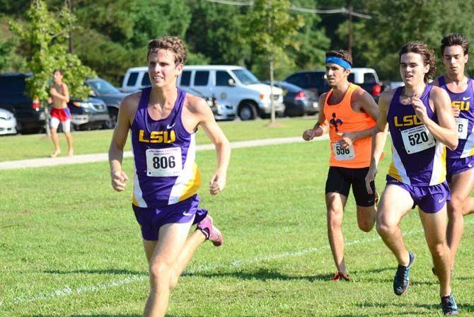 Jack Wilkes (809) leads the pack Saturday September 20, 2014 during the LSU Cross Country Invitational at Highland Road Park.