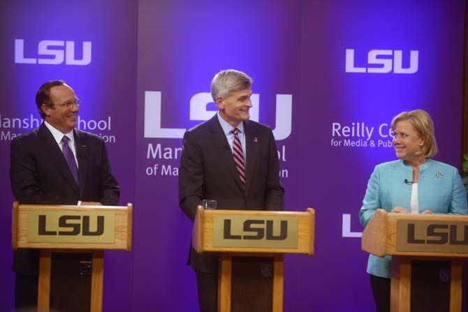 Bill Cassidy, Rob Maness and Mary Landrieu face off in the last US senate candidate debate Wednesday October 29, 2014 in the Holliday Forum.