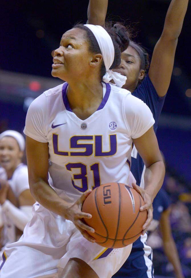 LSU junior forward, Ann Jones (31), snags a rebound in the PMAC where LSU beat Jackson State 52-44 on Monday, November 17, 2014.