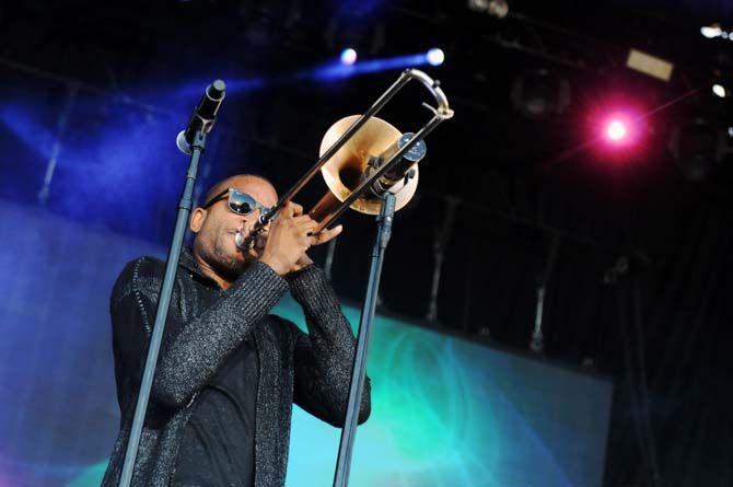 Trombone Shorty &amp; Orleans Avenue perform on the main stage Ritual at Voodoo Fest on Sunday, November 2, 2014 in New Orleans.