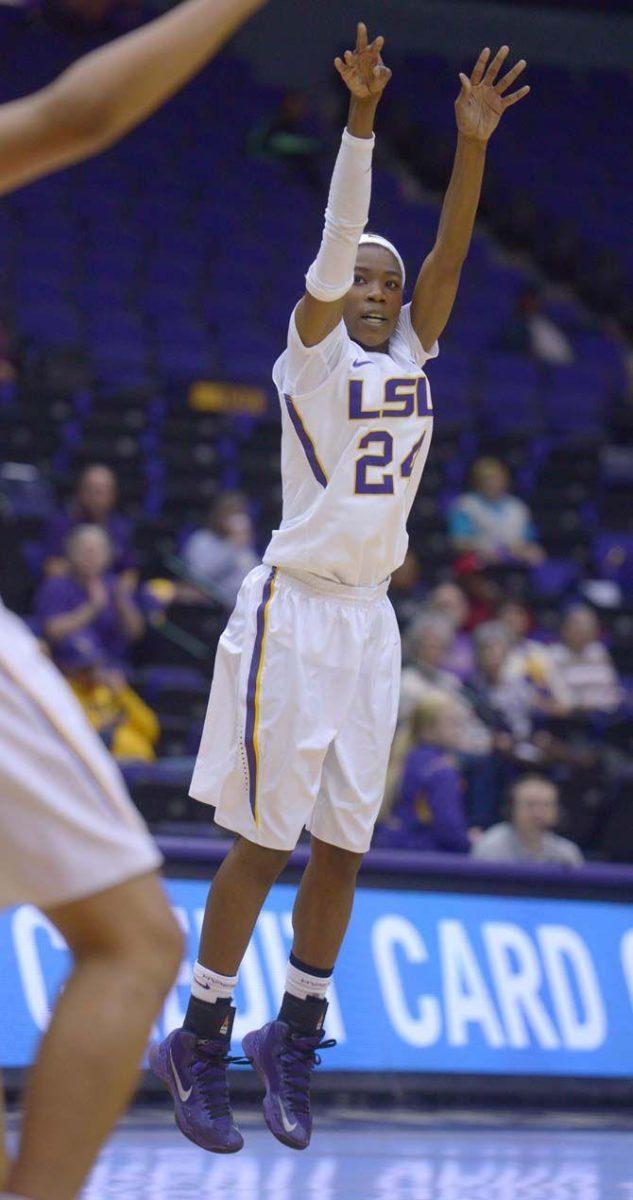 LSU senior guard, DaShawn Harden (24), scores a point against Jackson State in the PMAC where LSU won 52-44 on Monday, November 17, 2014.