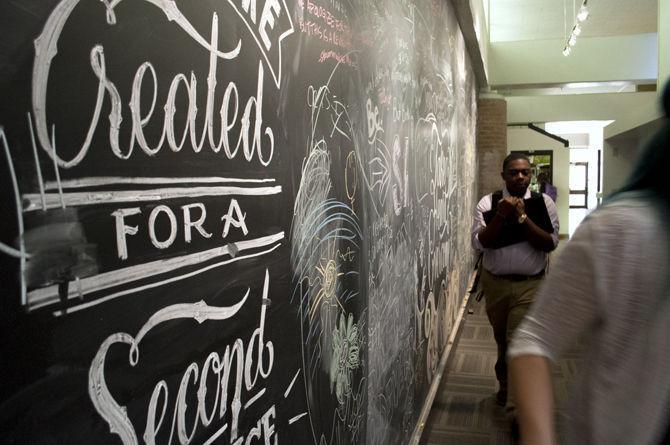 Writing on the Wall: Design Building chalk wall serves as medium for creativity, advocacy