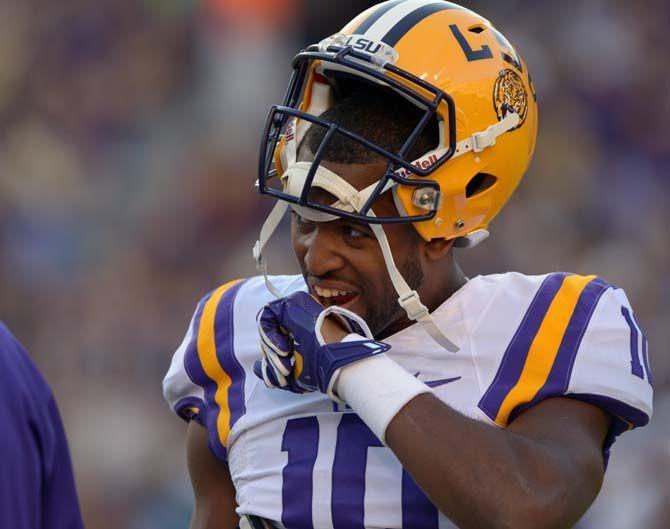 LSU sophomore quarterback Anthony Jennings (10) warms up before the game during the Tigers' 10-7 victory against Ole Miss Saturday, October 25, 2014 in LSU Tiger Stadium.