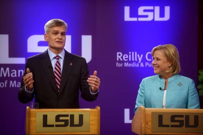 Bill Cassidy and Mary Landrieu face off in the last US senate candidate debate Wednesday October 29, 2014 in the Holliday Forum.