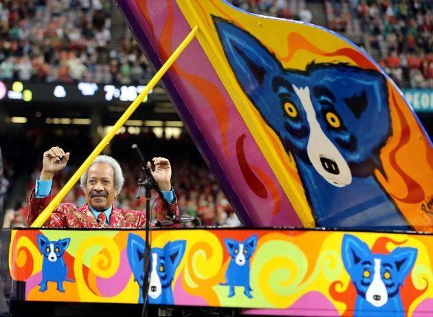 Dec 21, 2013; New Orleans, LA, USA; New Orleans musician Allen Toussaint plays the National Anthem before the R&amp;L Carriers New Orleans Bowl at the Mercedes-Benz Superdome. The piano was dedicated to Louisiana artist George Rodrigue, of blue dog fame, who died eight days ago. Mandatory Credit: Chuck Cook-USA TODAY Sports