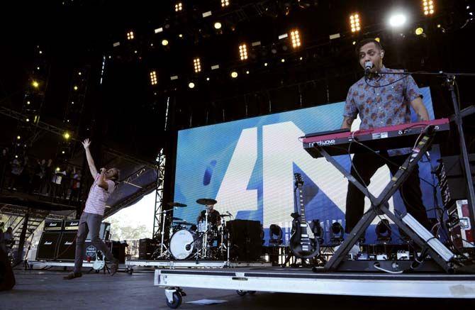 Awolnation performs at the main stage during Voodoo music festival Sunday, Nov. 02, 2014 in New Orleans