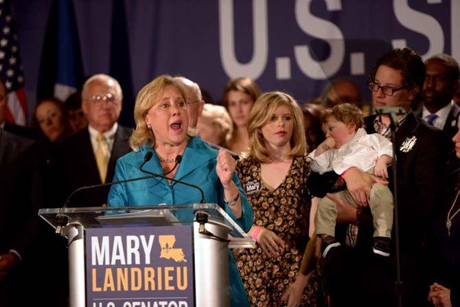 Sen. Mary Landrieu, D-La., encourages supporters in New Orleans to vote in Dec. 6 runoff elections after the U.S. Senate jungle primaries.