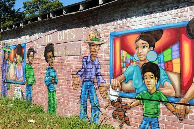 Murals from the Mural House project are found on the corner of Terrace and St Joseph. The project was started by Kevin Harris, director at the Museum of Public Art, as a way to replenish old buildings and art in the Baton Rouge community.