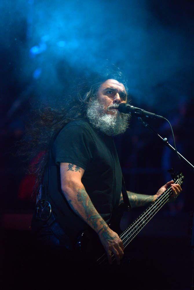 Slayer performs on the main stage Ritual at VooDoo Music Festival in New Orleans Friday, October 31, 2014.