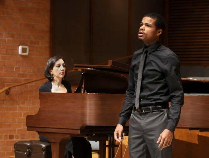 LSU vocal performance sophomore DeAundre' Woods sings "Il fervido desiderio" for Arias in Motion which was presented by Project Opera Sunday, Nov. 9, 2014.