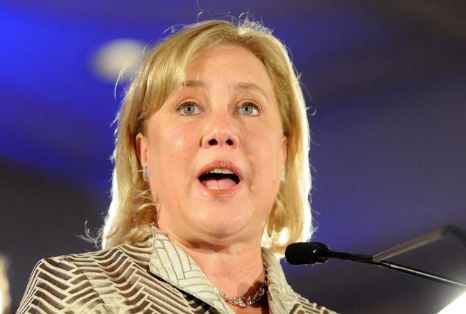 Sen. Mary Landrieu, D-La., thanks her family, staff and campaign supporters during her concession speech Saturday, December 6, 2014 in the Waldorf Astoria Ballroom of The Roosevelt New Orleans.