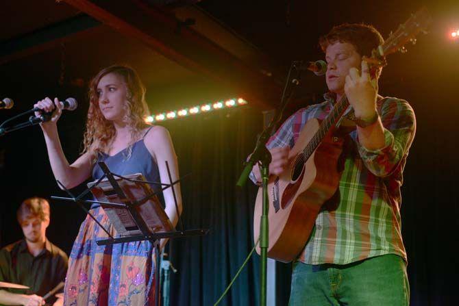 Caroline Shcaff performs alonside Chris Hochkeppel on guitar and vocals and Clyde Bates at Chelsea's Cafe on Wednesday, October 1, 2014,