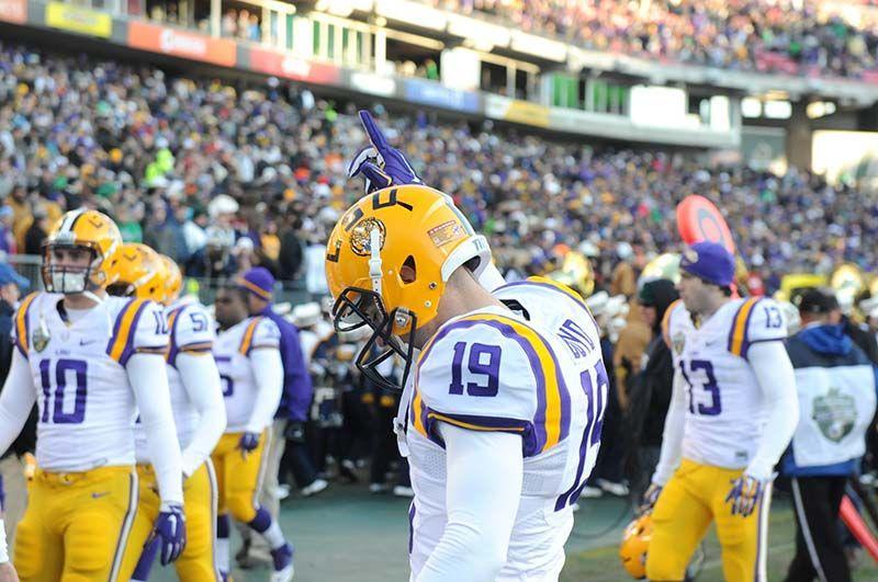 LSU senior defensive back Luke Boyd (19) walks off the field during halftime at Music City Bowl Tuesday, Dec. 30, 2014 in Nashville.