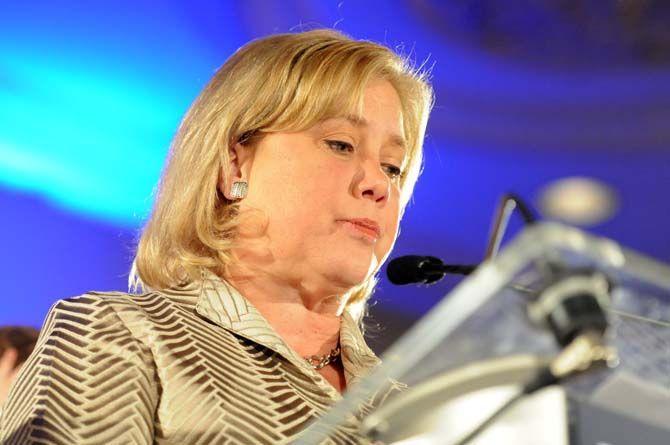 Sen. Mary Landrieu, D-La., thanks her family, staff and campaign supporters during her concession speech Saturday, December 6, 2014 in the Waldorf Astoria Ballroom of The Roosevelt New Orleans.