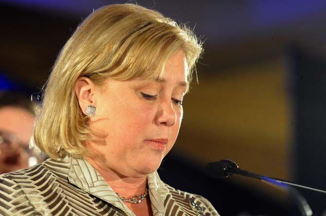 Sen. Mary Landrieu, D-La., thanks her family, staff and campaign supporters during her concession speech Saturday, December 6, 2014 in the Waldorf Astoria Ballroom of The Roosevelt New Orleans.