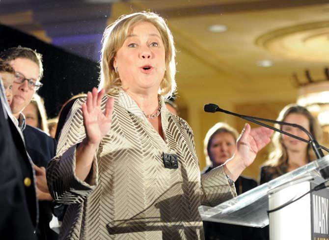 Sen. Mary Landrieu, D-La., thanks her family, staff and campaign supporters during her concession speech Saturday, December 6, 2014 in the Waldorf Astoria Ballroom of The Roosevelt New Orleans.