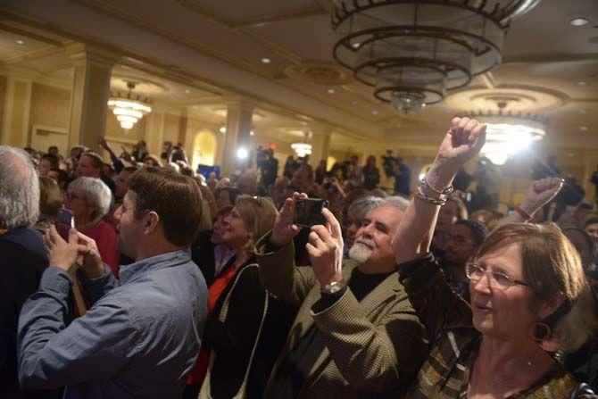 A crowd of supporters gather to hear Sen. Mary Landrieu, D-La., speak Saturday, December 6, 2014 in the Waldorf Astoria Ballroom of The Roosevelt New Orleans.