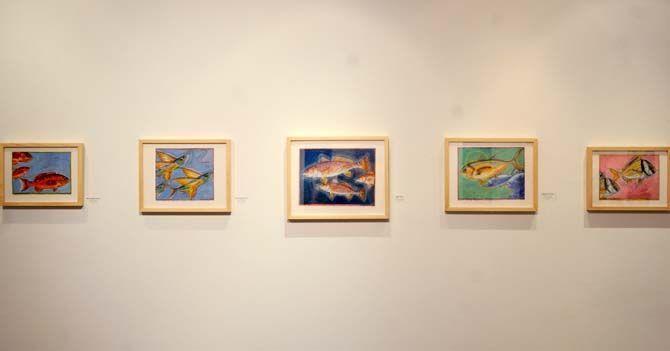 LSU professor and director of agriculture communications and public relations, Frankie Gould, presents her exhibit, "Fish Tales and Other Schools of Thought," at the Baton Rouge Gallery.