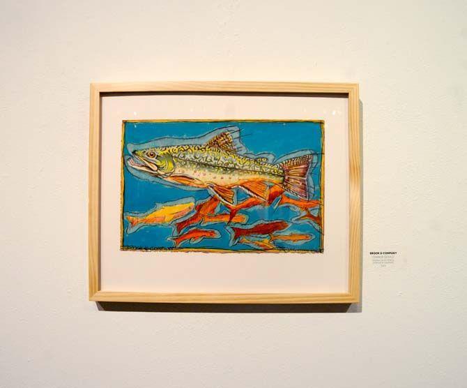 LSU professor and director of agriculture communications and public relations, Frankie Gould, presents her exhibit, "Fish Tales and Other Schools of Thought," at the Baton Rouge Gallery.