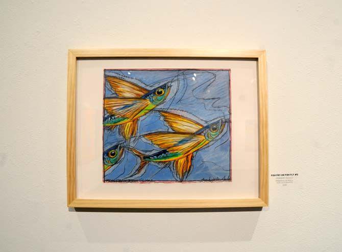 LSU professor and director of agriculture communications and public relations, Frankie Gould, presents her exhibit, "Fish Tales and Other Schools of Thought," at the Baton Rouge Gallery.