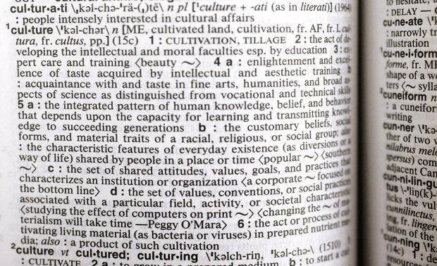 
This Tuesday, Dec. 9, 2014 photo shows Merriam-Webster's 2014 word of the year, "culture," in one of their dictionaries at the dictionary publisher's offices in Springfield, Mass. Merriam-Webster based its pick and nine runners-up on significant increases in lookups this year over last at its homepage, Merriam-Webster.com.&#160;
