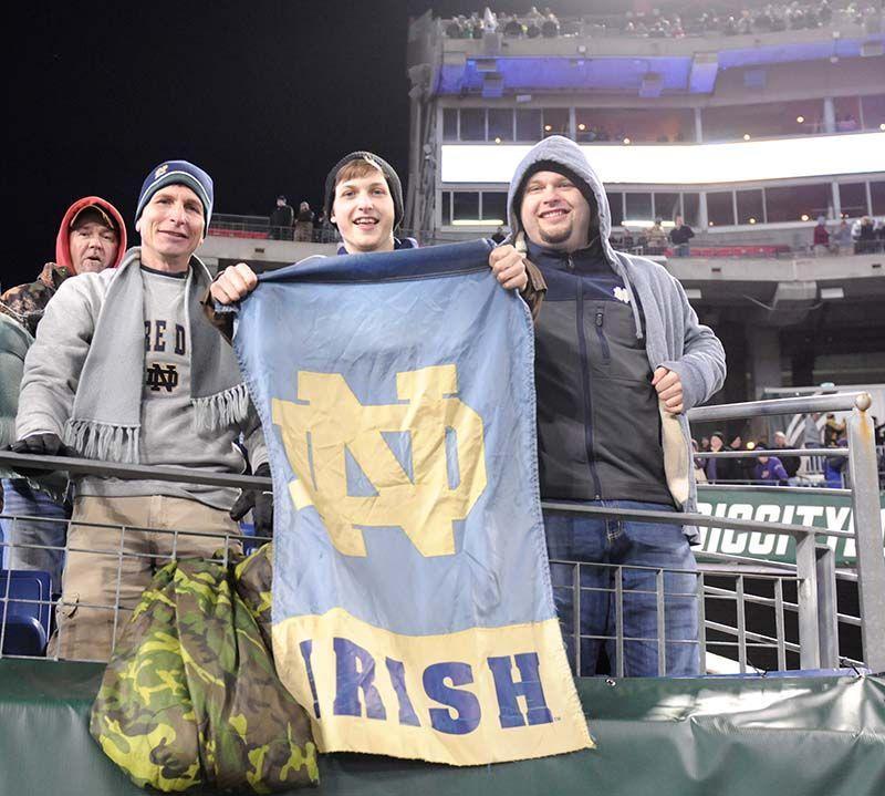 Notre Dame fans cheer on the Fighting Irish after the win against LSU 31-28 in the Music City Bowl Tuesday, Dec. 30, 2014 at LP Field in Nashville.