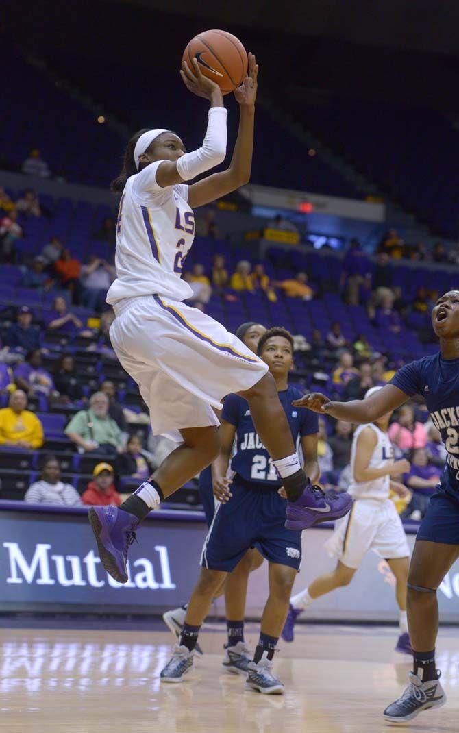 LSU senior guard, DaShawn Harden (24), scores a point against Jackson State in the PMAC where LSU won 52-44 on Monday, November 17, 2014.