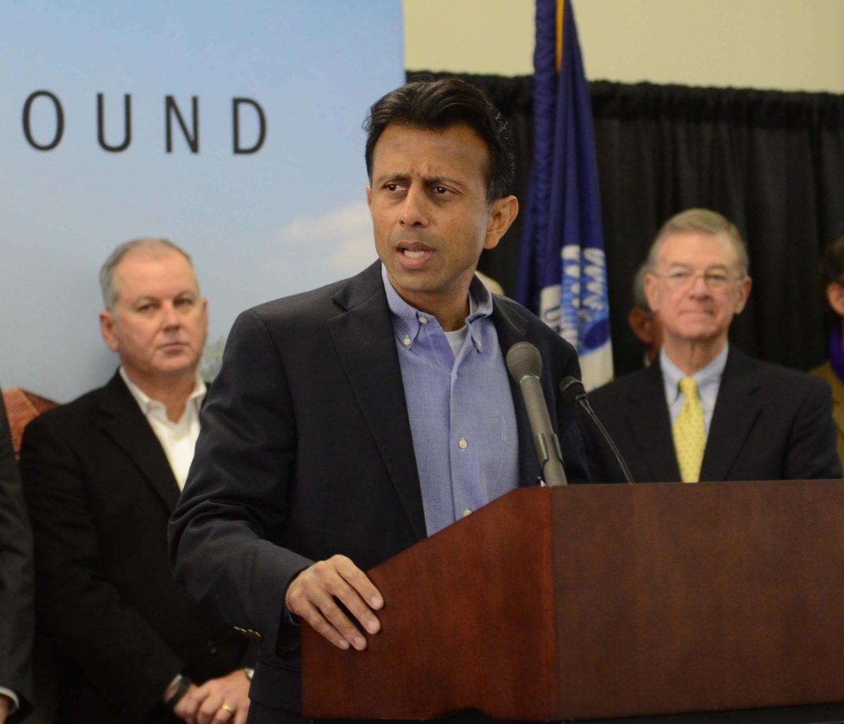 Gov. Bobby Jindal speaks at the breaking ground ceremony for the renovations for Patrick F Talyor on November 17, 2014.