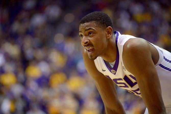 LSU sophomore forward Jordan Mickey (25) catches a breath during Tigers' 67-64 defeat against Texas A&amp;M on Sturday, Jan. 17, 2015 in the Pete Maravich Assembly Center.