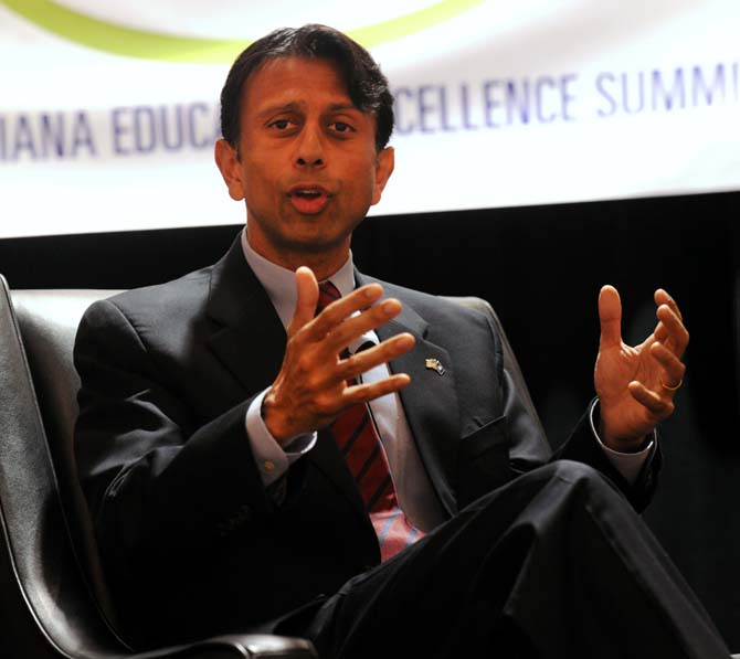 Gov. Bobby Jindal discusses education reform April 17, 2013, at the 2013 Louisiana Education Excellence Summit in the Crowne Plaza Hotel.