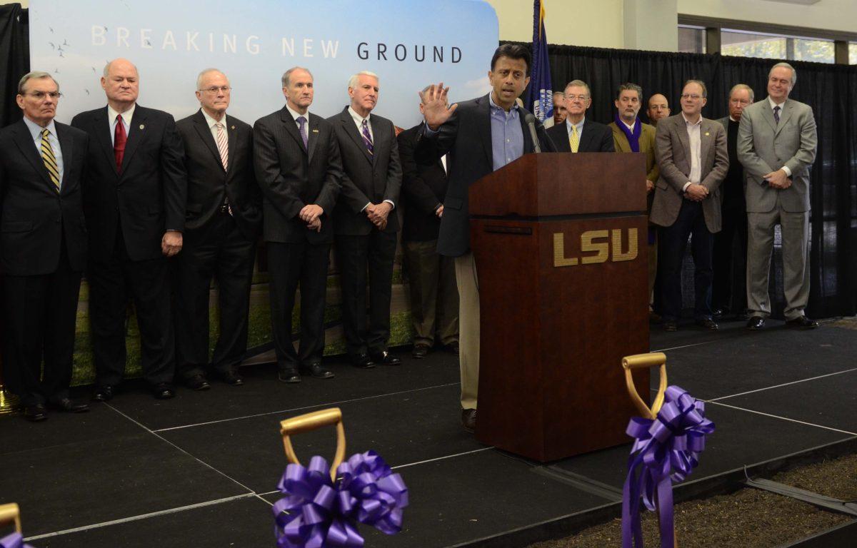 Gov. Bobby Jindal speaks at the breaking ground ceremony for the renovations for Patrick F Talyor on November 17, 2014.