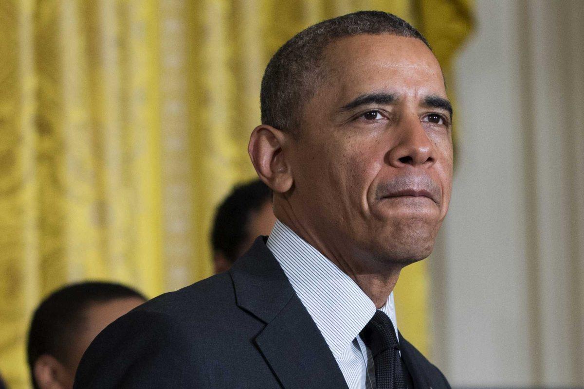 President Barack Obama pauses as he speaks bout increasing the minimum wage, Wednesday, April 30, 2014, in the East Room of the White House in Washington. Earlier, Senate Republicans blocked an election-year Democratic bill that would boost the federal minimum wage, handing a defeat to the president on a vote that is sure to reverberate in this year's congressional elections. (AP Photo)