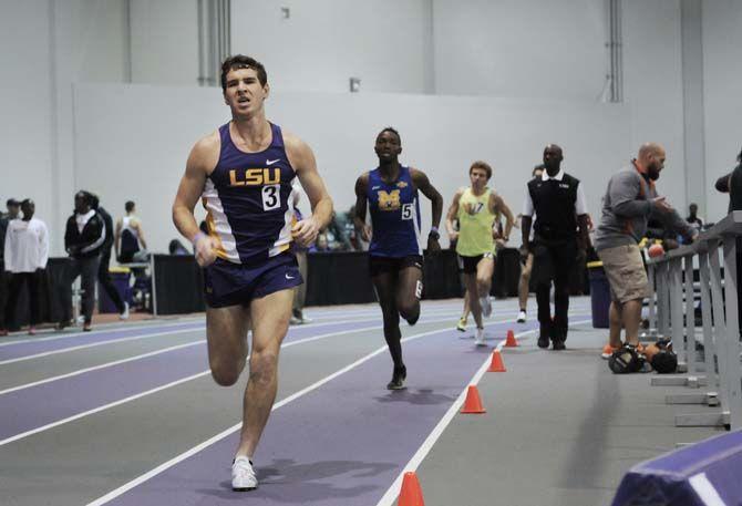 LSU distance junior Philip Dempsey runs Friday, Jan. 9, 2015 during the Tigers track and field meet inside the Carl Maddox Field House.