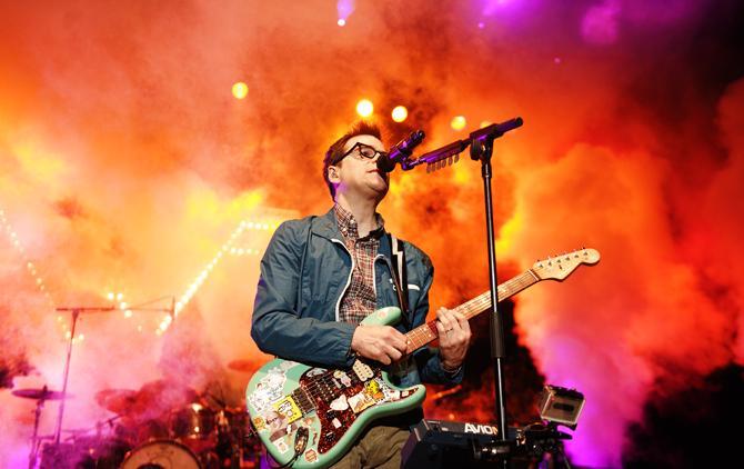 Weezer's lead guitarist Rivers Cuomo sings Friday, March 28, 2014 during Groovin' on the Grounds in the Baton Rouge River Center Arena.