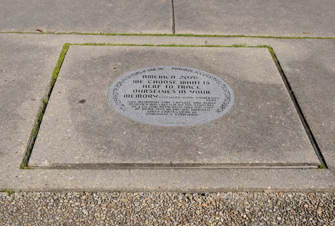 A buried time capsule from the year 1976 is located in front of the Dodson Auditorium water fountain on Monday, Feb. 9, 2015.