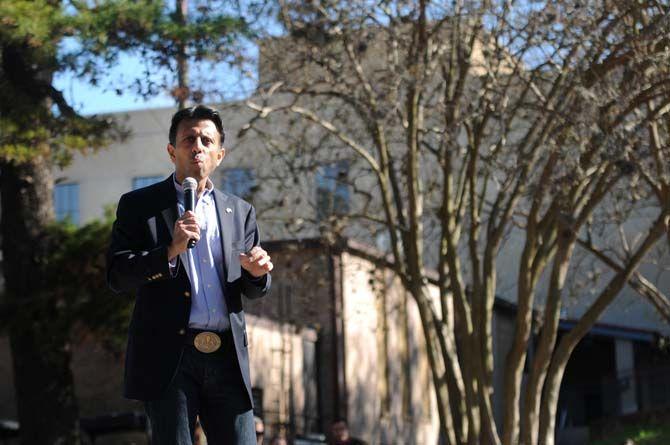 Governor Bobby Jindal talks during Pro-Life Rally on Jan. 24, 2015, on LSU's campus.