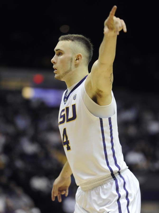 LSU junior guard, Keith Hornsby (4), plays defense during the Tiger's 64-58 victory against South Carolina on Wednesday, Jan. 28, 2015, in the Pete Maravich Assembly Center.