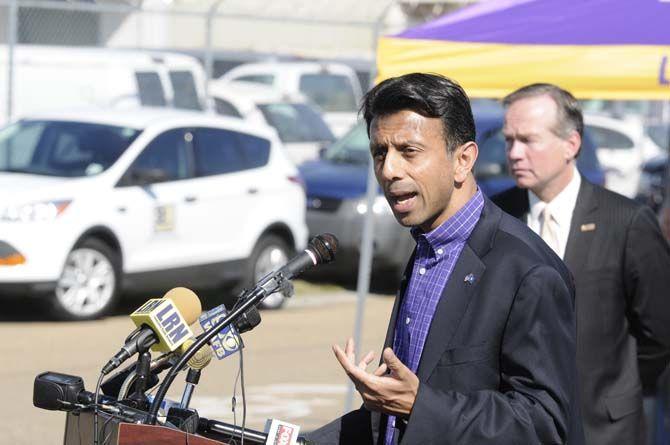 Gov. Bobby Jindal, along with LSU President F. King Alexander and agency representatives, break ground on the new Center for River Studies- the first of three buildings to make up the Water Campus.