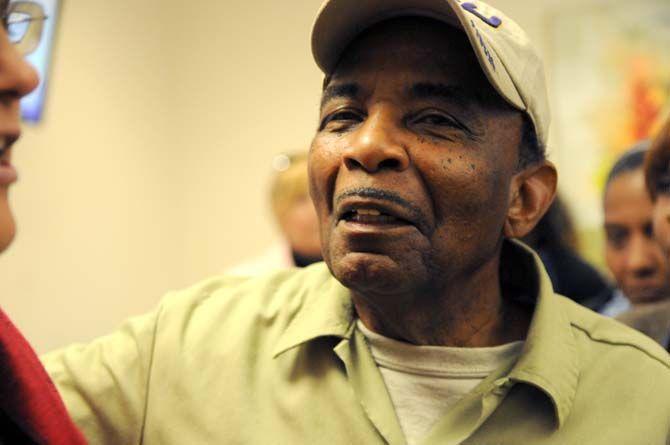 Mr. Eli Jackson from Residential Life is given a surprise party and award for his fifty years of service at LSU on Wednesday, Feb. 18, 2015 in Laville Hall.