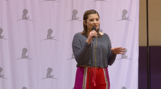 Taylor Makis, 19-year old freshman at Southeastern, related her experience as a former St. Jude's patient at LSU's Up Til Dawn event Friday evening.&#160;