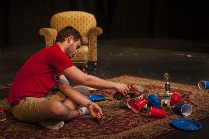 LSU international studies sophomore Jeoffrey Place plays the character Gary Sunday, March 22, 2015 during the rehearsal of Dream Walkers in the Studio Theatre located inside the LSU Music and Dramatic Arts building.