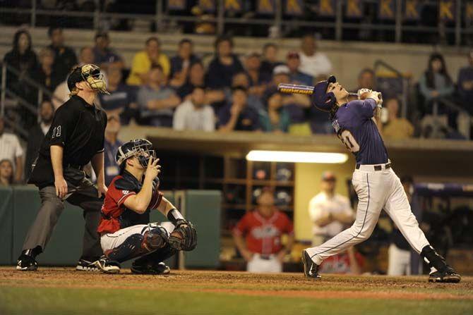 LSU senior infield, Conner Hale (20), at bat during the Tigers&#8217; 5-3 defeat against Ole Miss on Saturday, March. 14, 2015.