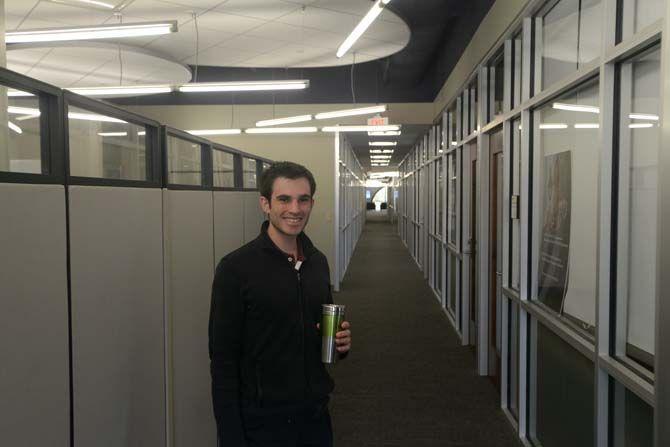 LSU scientific program coordinator for the Stellar Group Adrian Serio talks about the selective process for the internships on Wednesday, March 11, 2015, at the digital media center.