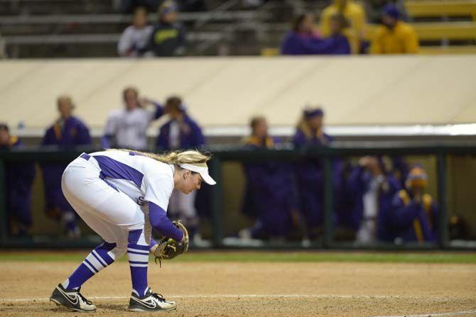 Freshman pitcher, Carley Hoover (21) pitches on Friday during the tigers' softball game against Ball State on Friday Feb. 27, 2015 at Tiger Park.