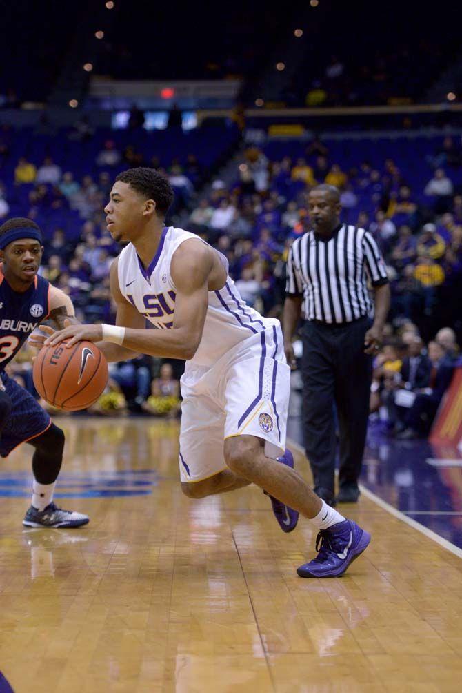 LSU freshman guard Jalyn Patterson (15) dribbles the ball during the Tiger's 81-77 loss against Auburn on Thursday, Feb. 5, 2015 in the Pete Maravich Assembly Center.