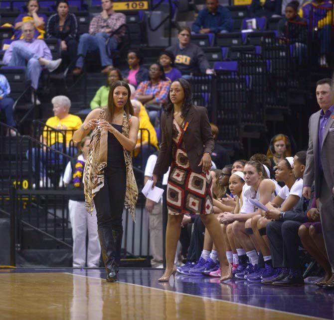 LSU head coach Nikki Caldwell stands in the sidelines during the Tiger's 80-63 victory against Texas A&amp;M on Sunday, March 1, 2015, at the Pete Maravich Assembly Center.