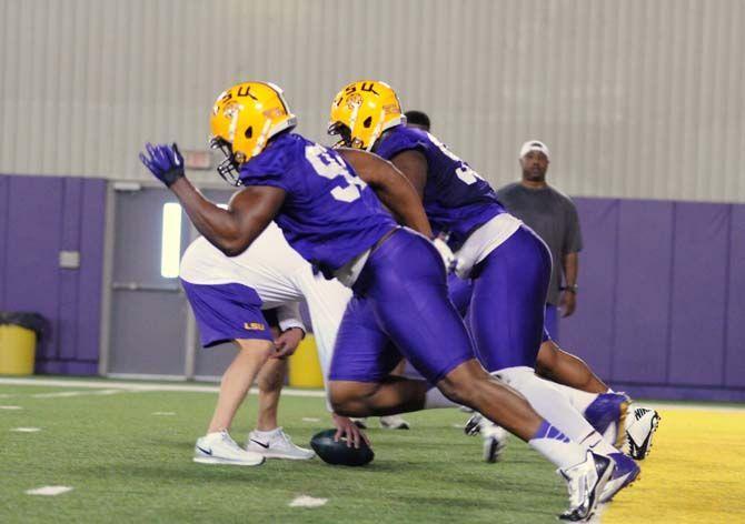 LSU football defense on Saturday, Mar. 07, 2015 during the first spring practice at the Football Operations practice field.