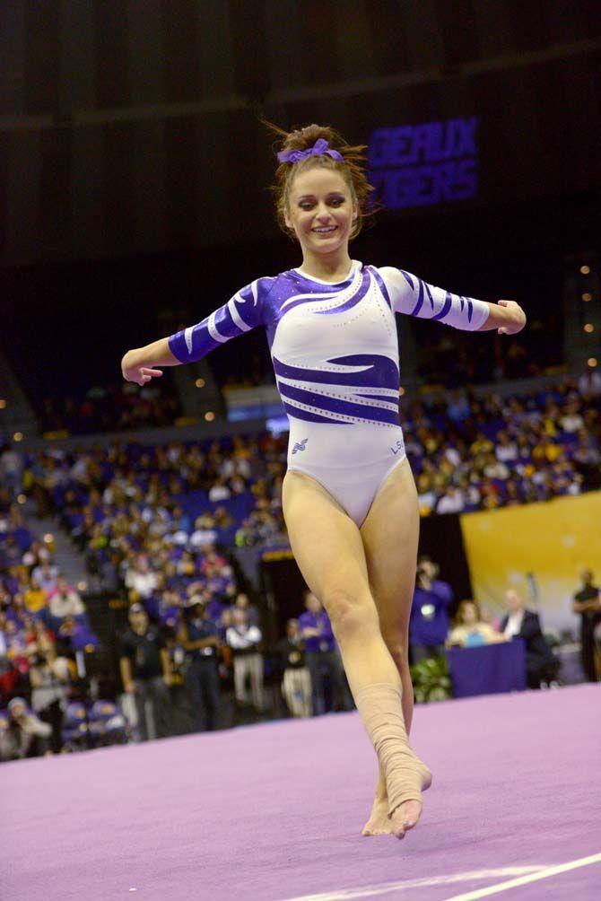 LSU senior Jessie Jordan performs a floor routine on Friday, Jan. 23, 2015, during the Lady TIger's 197-192 victory against Missouri in the Pete Maravich Assembly Center.